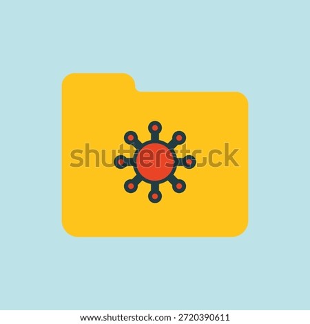 Virus Folder Icon, Infected File Directory with Malware Warning and Cyber Security Threat