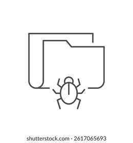 Virus in folder line icon