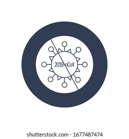icono de signo prohibido por virus sobre fondo blanco, estilo de bloque, ilustración vectorial