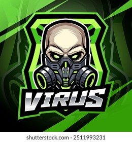 Virus gas mask esport mascot logo design