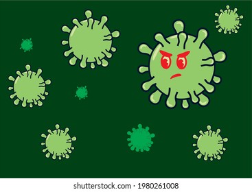 virus, germ or pathogen, green microbe cartoon, forming a personal care background