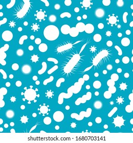 Virus or germ seamless pattern. Epidemic repetitive wallpaper. Vector illustration for Your design.