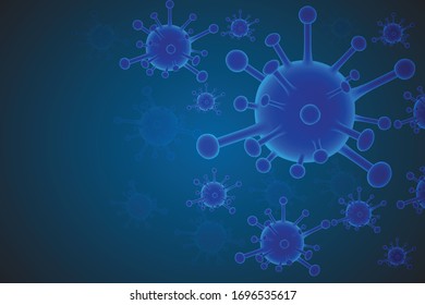 Virus und Keime, Bakterien, zellinfizierter Organismus.covid 19,Blaue Viren in attraktiver Farbe 
