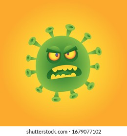 Virus gets angry and bites. Vector character. Vector Illustration
