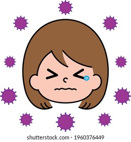 virus girl woman mark illustration