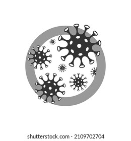 Virus graphic sign. Symbol spread corona virus covid 19. New strains sign isolated on white background. Vector illustration