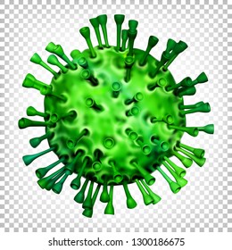 Virus green in transparent background