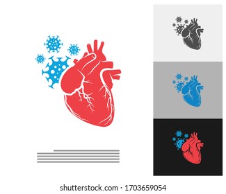 Plantilla vectorial del logotipo de Virus Heart, conceptos de diseño del logotipo de Creative Human Heart