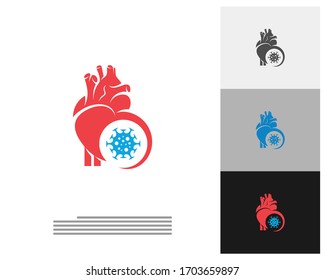 Plantilla vectorial del logotipo de Virus Heart, conceptos de diseño del logotipo de Creative Human Heart