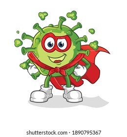 Virus-Heldenvektor. Zeichentrickfigur