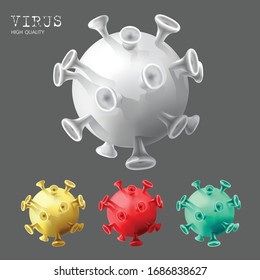 Virus high quality vector illustration, Corona virus, Covid-19 four of colors