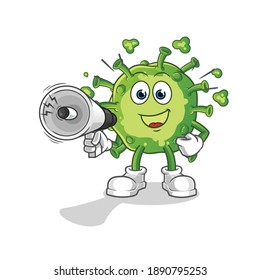 vector de altavoces de mano portador de virus. personaje de caricatura