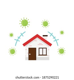 Virus and house vector. Bacteria vector. Covid-19 vector.