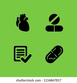 virus icon. 4 virus set with test, pill and blood vector icons for web and mobile app