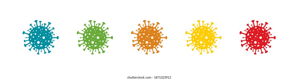 Icono de virus. Células bacterianas de diferente color. Iconos del Coronavirus. Bacterio de coronavirus aislado. Ilustración del vector