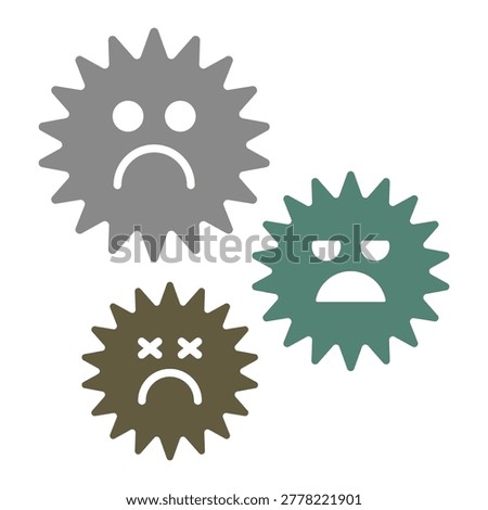 Virus icon, bacterial character, symbol weak expression