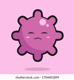 Virus Icon With Cute Expression Vector Illustration Concept. Corona Virus Cute Icon Vector Illustration.