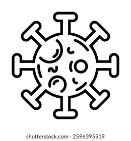 Virus icon, designed with black editable stroke, representing disease, inflection, sickness