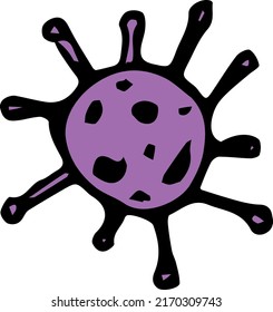virus icon. Doodle vector illustration with virus