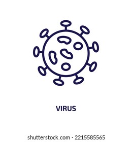 virus icon from education collection. Thin linear virus, safety, protection outline icon isolated on white background. Line vector virus sign, symbol for web and mobile
