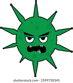 Virus icon, virus emoji, Virus cartoon angry, Cute Virus Vector Art design