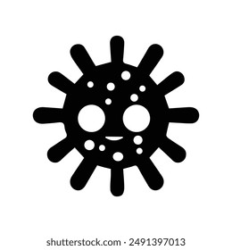 Virus icon with face on white background