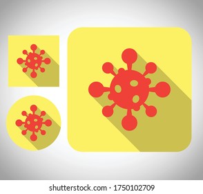 Icono de virus con un estilo plano y colorido tiene una sombra