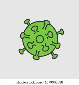 Icono de virus aislado en fondo blanco. Ilustración del tema del coronavirus. Ilustración vectorial.