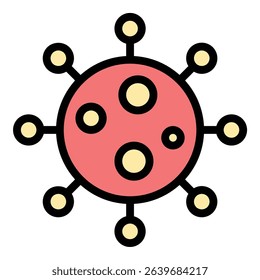 Virus icon flat line style illustration representing infectious diseases and digital threats, suitable for healthcare, cybersecurity, and safety awareness projects