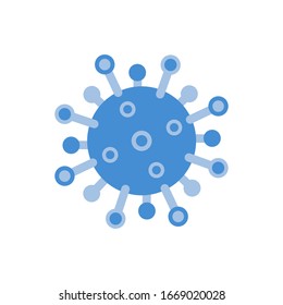 Virus icon. Flat microbe on white background. Corona virus symbol. Germ disease, pathogenic organism. Danger allergy bacteria. Vector illustration