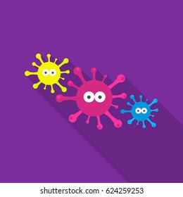 Virus icon flate. Single sick icon from the big ill, disease flate.