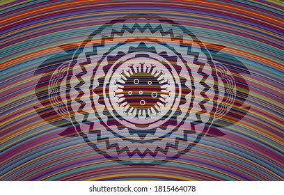 Icono de virus dentro de una insignia realista colorida. Un fondo chic y ostentoso. Ilustración. 