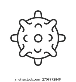 Virus, Symbol im Zeilendesign. Virus, Krankheitserreger, Infektion, Mikrobe, Epidemie, öffentliche Gesundheit, Biologie auf weißem Hintergrund Vektor. Strichsymbol für bearbeitbare Viren