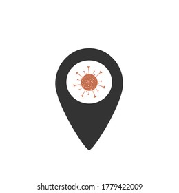 virus icon in location icon vector illustration