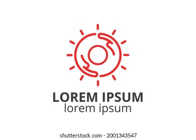 virus icon logo design with hand line silhouette for health care or medicine company
