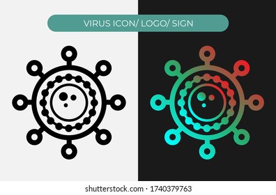 Virus Icon. Microbiology Of Parasite Symbol. Bactery Logo Vector Illustration. Micro Organism Clip Art Image. Covid-19 Cell. Eps 10