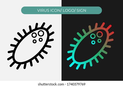 Virus Icon. Microbiology Of Parasite Symbol. Bactery Logo Vector Illustration. Micro Organism Clip Art Image. Covid-19 Cell. Eps 10