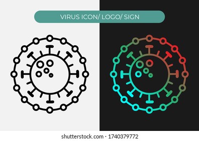 Virus Icon. Microbiology Of Parasite Symbol. Bactery Logo Vector Illustration. Micro Organism Clip Art Image. Covid-19 Cell. Eps 10