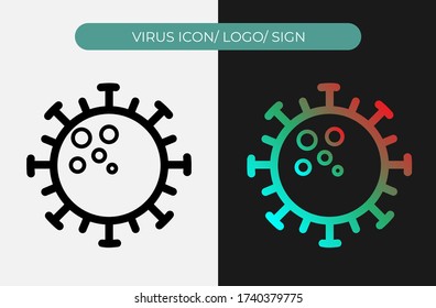 Virus Icon. Microbiology Of Parasite Symbol. Bactery Logo Vector Illustration. Micro Organism Clip Art Image. Covid-19 Cell. Eps 10