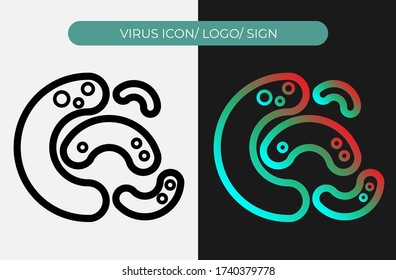 Virus Icon. Microbiology Of Parasite Symbol. Bactery Logo Vector Illustration. Micro Organism Clip Art Image. Covid-19 Cell. Eps 10