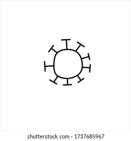 Virus icon. The Molecule viral bacteria infection. Coronavirus, covid-19. Flu laboratory infection test. Contour outline doodle monochrome. Isolated on white background. Vector EPS10 illustration