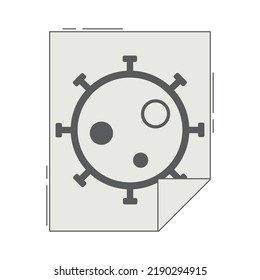 virus icon on a sheet which is on a white background