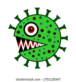 Virus-Symbol auf weißem Hintergrund.  Vektorgrafik.