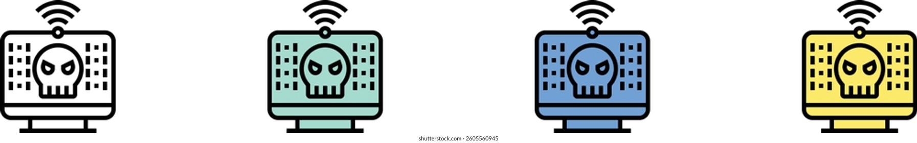 virus icon. Outline, Green, Blue and Yellow Style Design Isolated On White Background