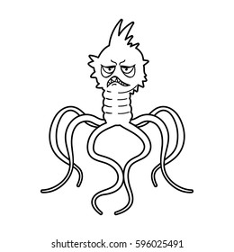 Virus icon in outline style isolated on white background. Viruses and bacteries symbol stock vector illustration.
