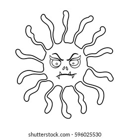 Virus icon in outline style isolated on white background. Viruses and bacteries symbol stock vector illustration.