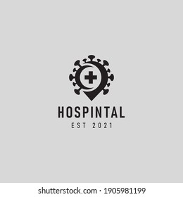 Virus Icon And Pin Icon Logo Design Illustration