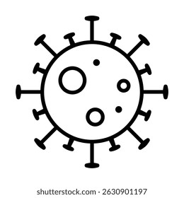 Virus icon, representing infectious agents and viral diseases. Symbolizes illness, contamination, microbiology, and public health