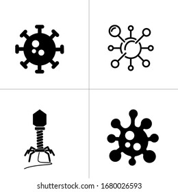 virus icono ciencia negra vector negro