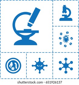 Virus icon. set of 6 virus filled icons such as bacteria, microscope